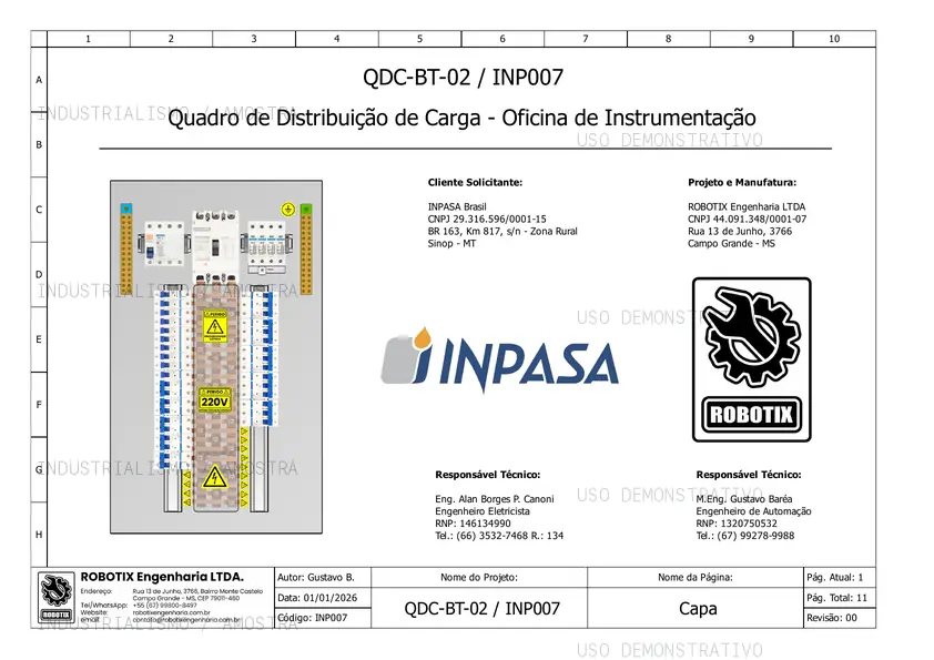 Página 01 do template bônus de quadro de distribuição com marca d'água demonstrativa