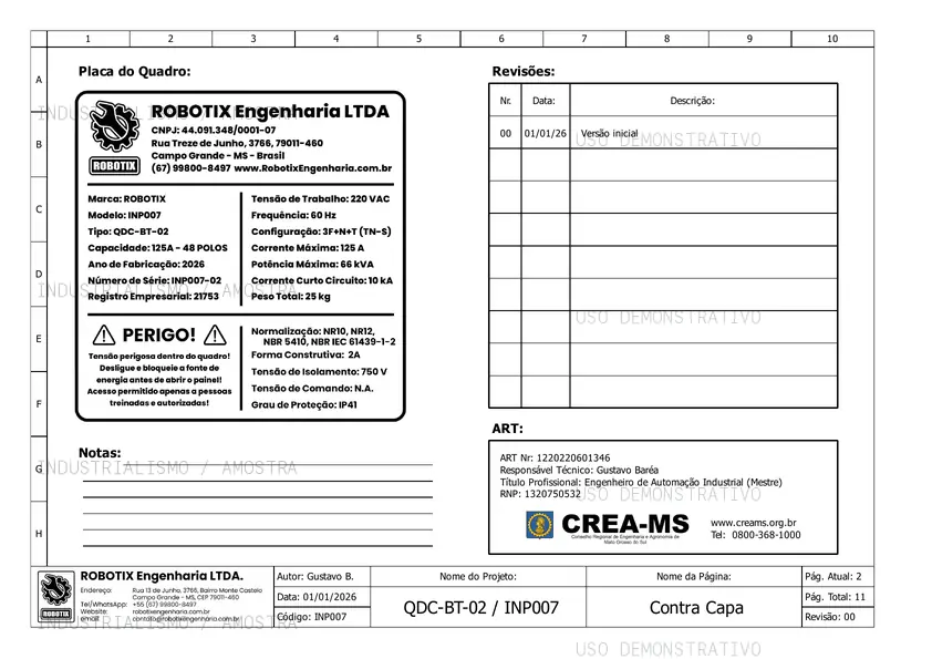 Página 02 do template bônus de quadro de distribuição com marca d'água demonstrativa