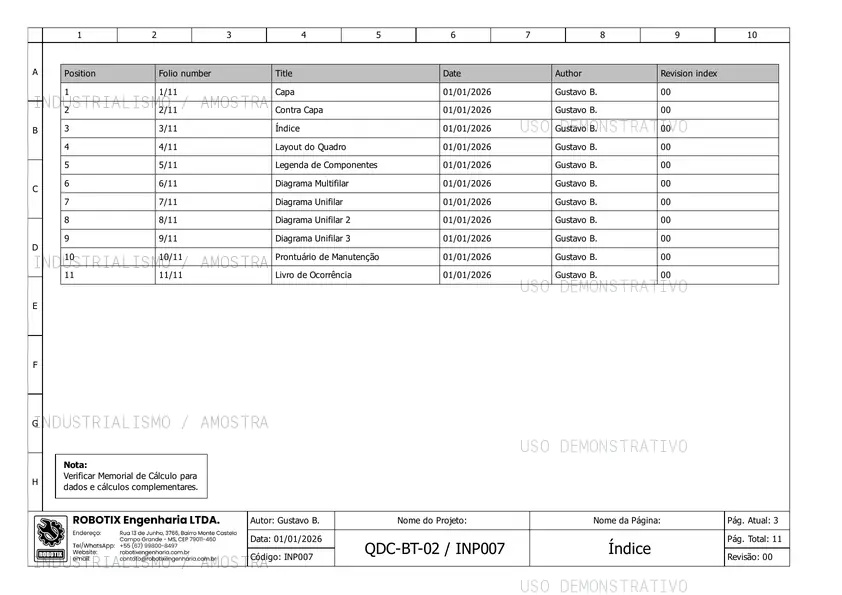 Página 03 do template bônus de quadro de distribuição com marca d'água demonstrativa