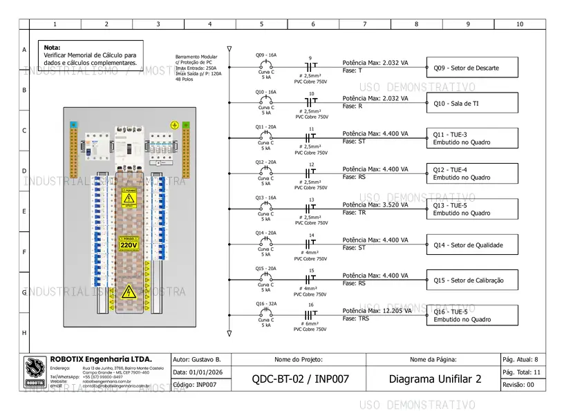 Página 08 do template bônus de quadro de distribuição com marca d'água demonstrativa