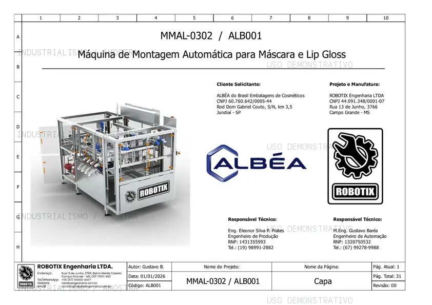 Página 01 do projeto com marca d'água demonstrativa