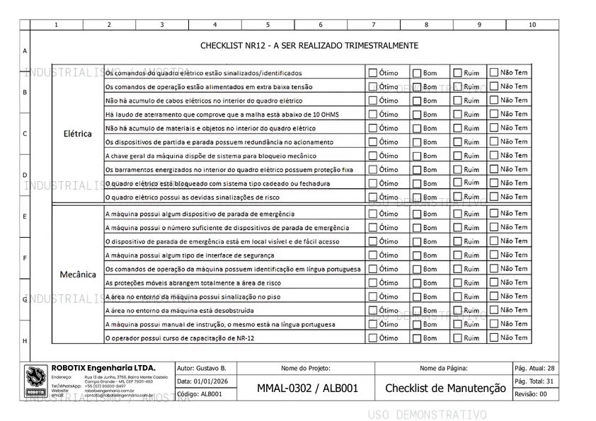Página 28 do projeto com marca d'água demonstrativa