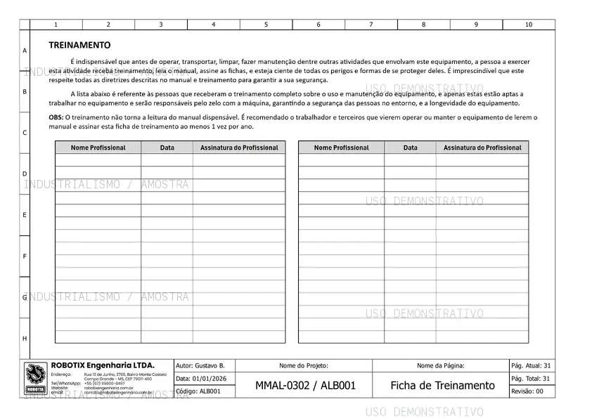 Página 31 do projeto com marca d'água demonstrativa