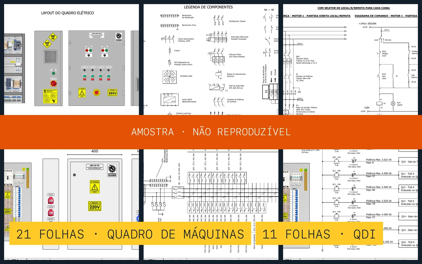 Prévia protegida das folhas do projeto de quadro de máquinas e do bônus de quadro de distribuição industrial